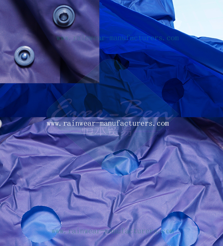 Blue EVA peva rain wear vent holes